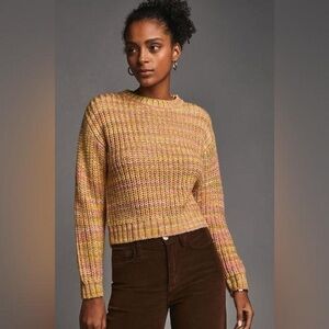 Anthropologie Yellow and Pink Knit Sweater